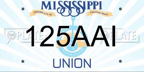 125AAI Mississippi License Plate