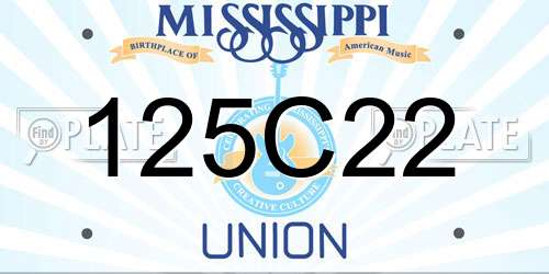 125C22 Mississippi License Plate