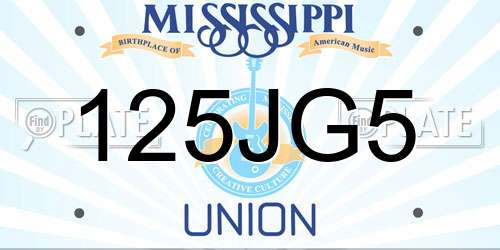 125JG5 Mississippi License Plate
