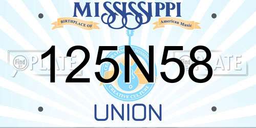 125N58 Mississippi License Plate