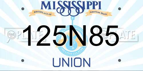 125N85 Mississippi License Plate