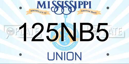 125NB5 Mississippi License Plate
