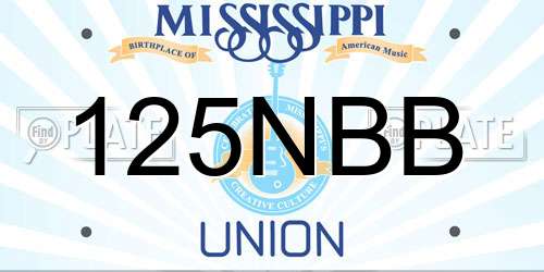 125NBB Mississippi License Plate