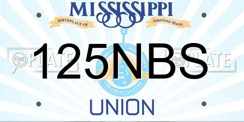 125NBS Mississippi License Plate