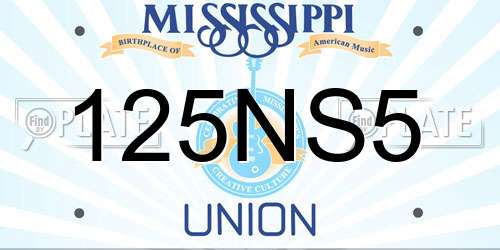 125NS5 Mississippi License Plate
