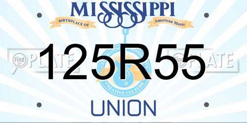 125R55 Mississippi License Plate