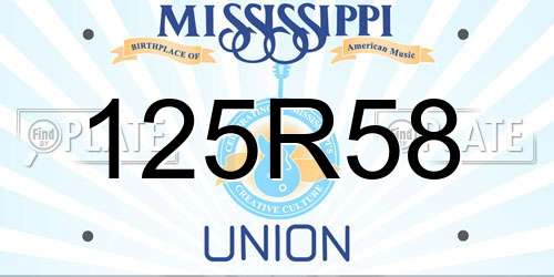125R58 Mississippi License Plate