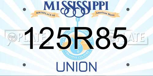 125R85 Mississippi License Plate