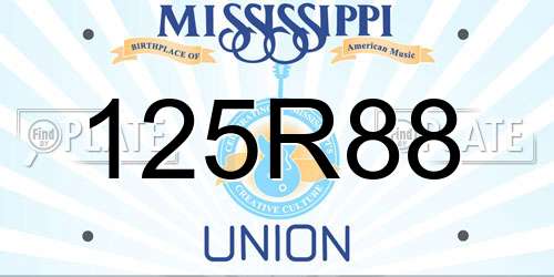 125R88 Mississippi License Plate