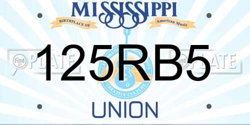 125RB5 Mississippi License Plate