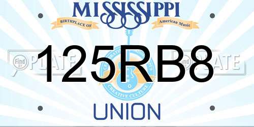 125RB8 Mississippi License Plate