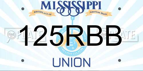 125RBB Mississippi License Plate