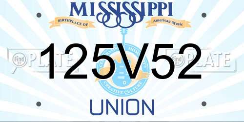 125V52 Mississippi License Plate