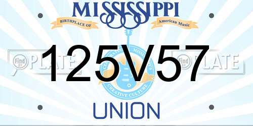 125V57 Mississippi License Plate