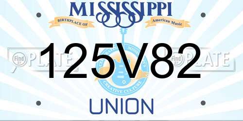 125V82 Mississippi License Plate