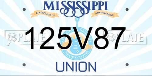 125V87 Mississippi License Plate