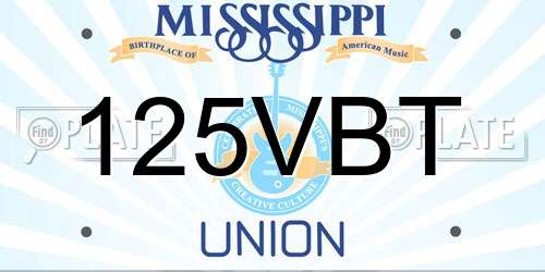 125VBT Mississippi License Plate
