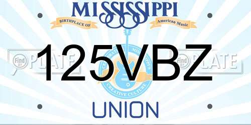 125VBZ Mississippi License Plate