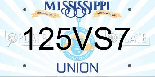125VS7 Mississippi License Plate