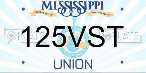 125VST Mississippi License Plate