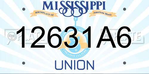 12631A6 Mississippi License Plate