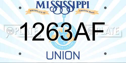 1263AF Mississippi License Plate
