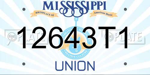12643T1 Mississippi License Plate