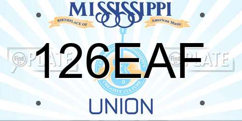 126EAF Mississippi License Plate