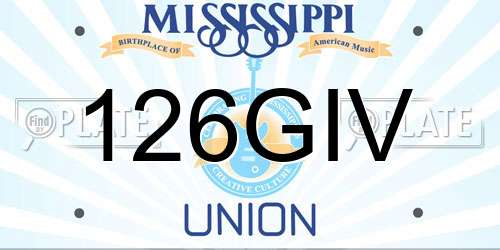 126GIV Mississippi License Plate