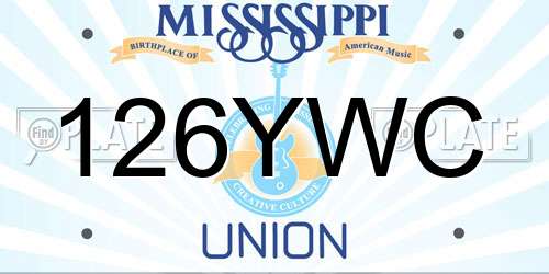 126YWC Mississippi License Plate