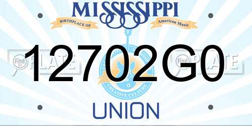 12702G0 Mississippi License Plate