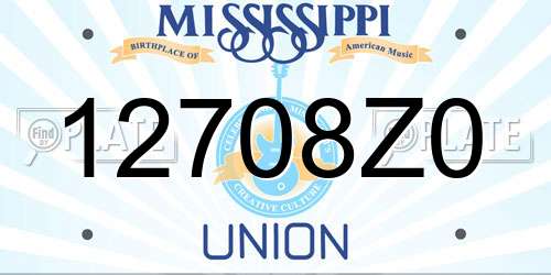 12708Z0 Mississippi License Plate