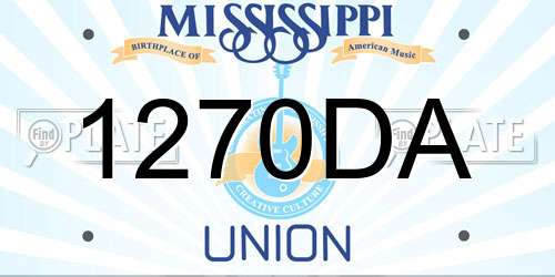 1270DA Mississippi License Plate