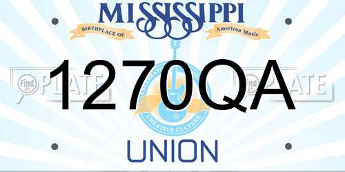 1270QA Mississippi License Plate