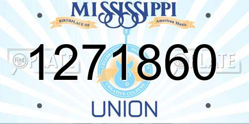 1271860 Mississippi License Plate