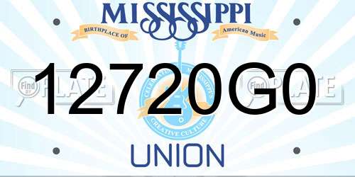 12720G0 Mississippi License Plate