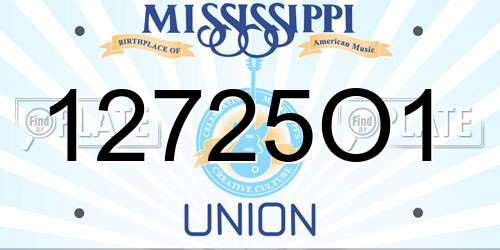 12725O1 Mississippi License Plate
