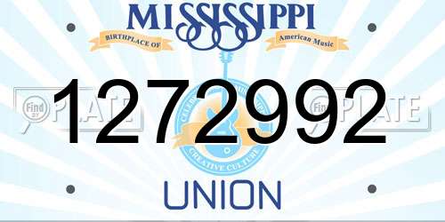 1272992 Mississippi License Plate
