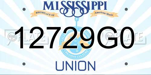 12729G0 Mississippi License Plate