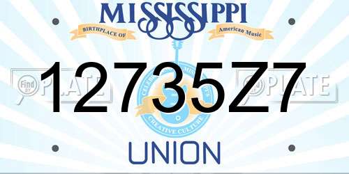12735Z7 Mississippi License Plate