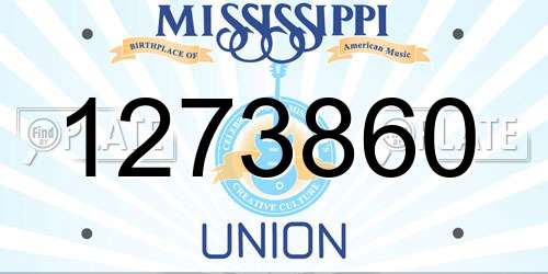 1273860 Mississippi License Plate