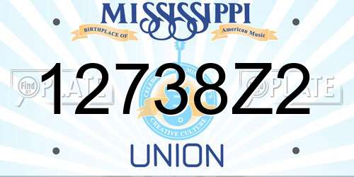 12738Z2 Mississippi License Plate
