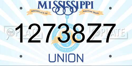 12738Z7 Mississippi License Plate