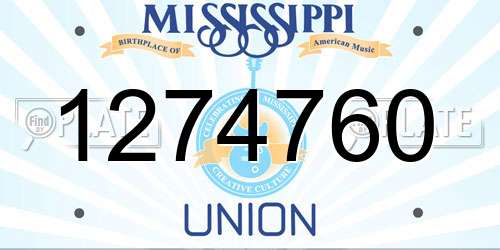 1274760 Mississippi License Plate
