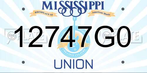12747G0 Mississippi License Plate