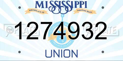 1274932 Mississippi License Plate