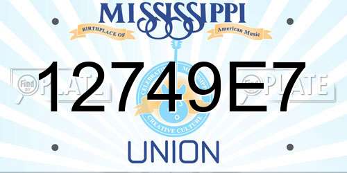 12749E7 Mississippi License Plate