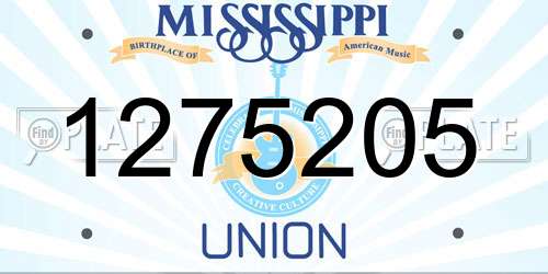 1275205 Mississippi License Plate