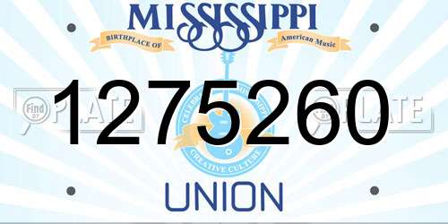 1275260 Mississippi License Plate