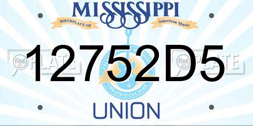 12752D5 Mississippi License Plate
